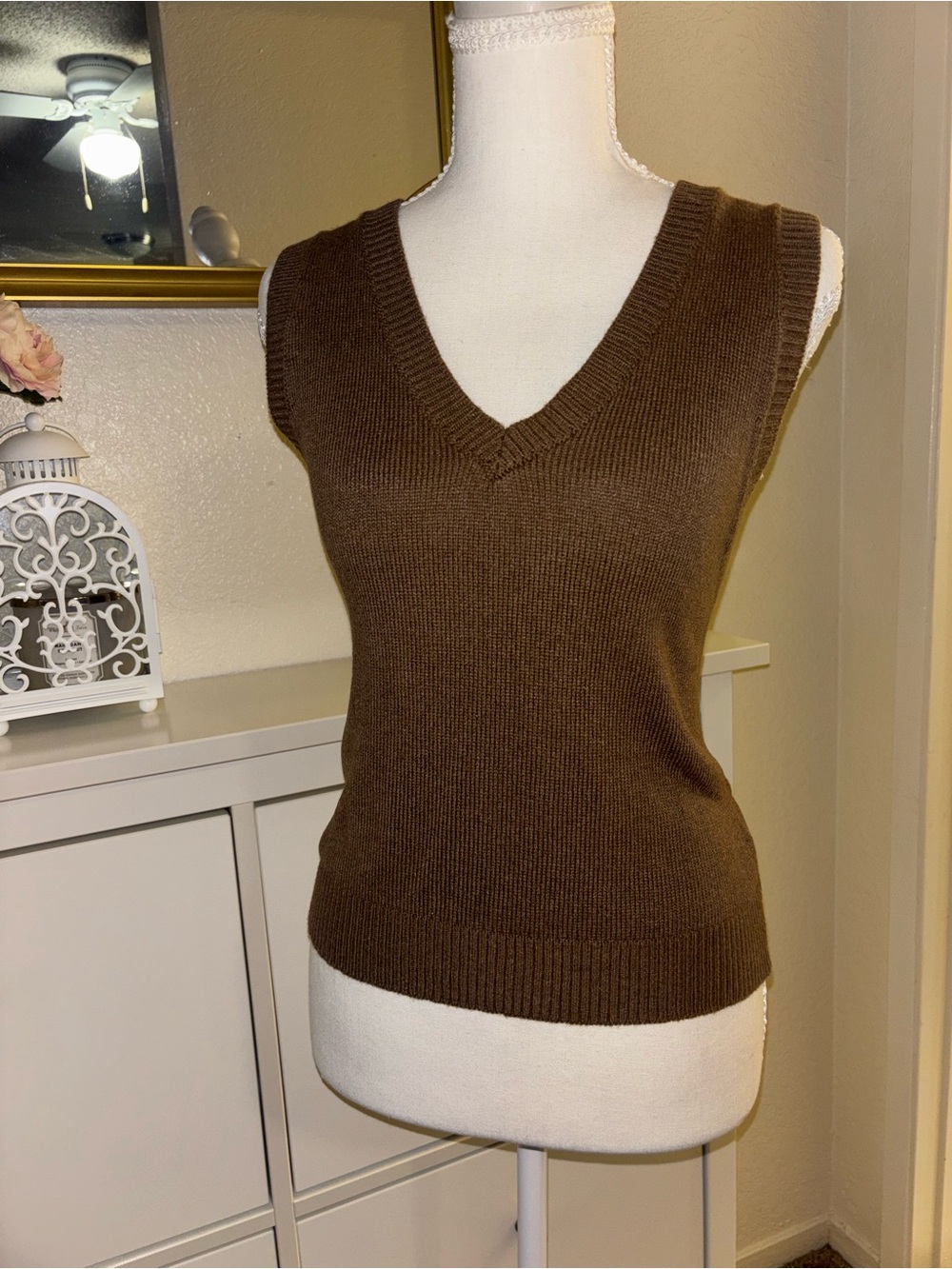 Wool & Cashmere Brandy Melville Brown Knit Sweater Vest
